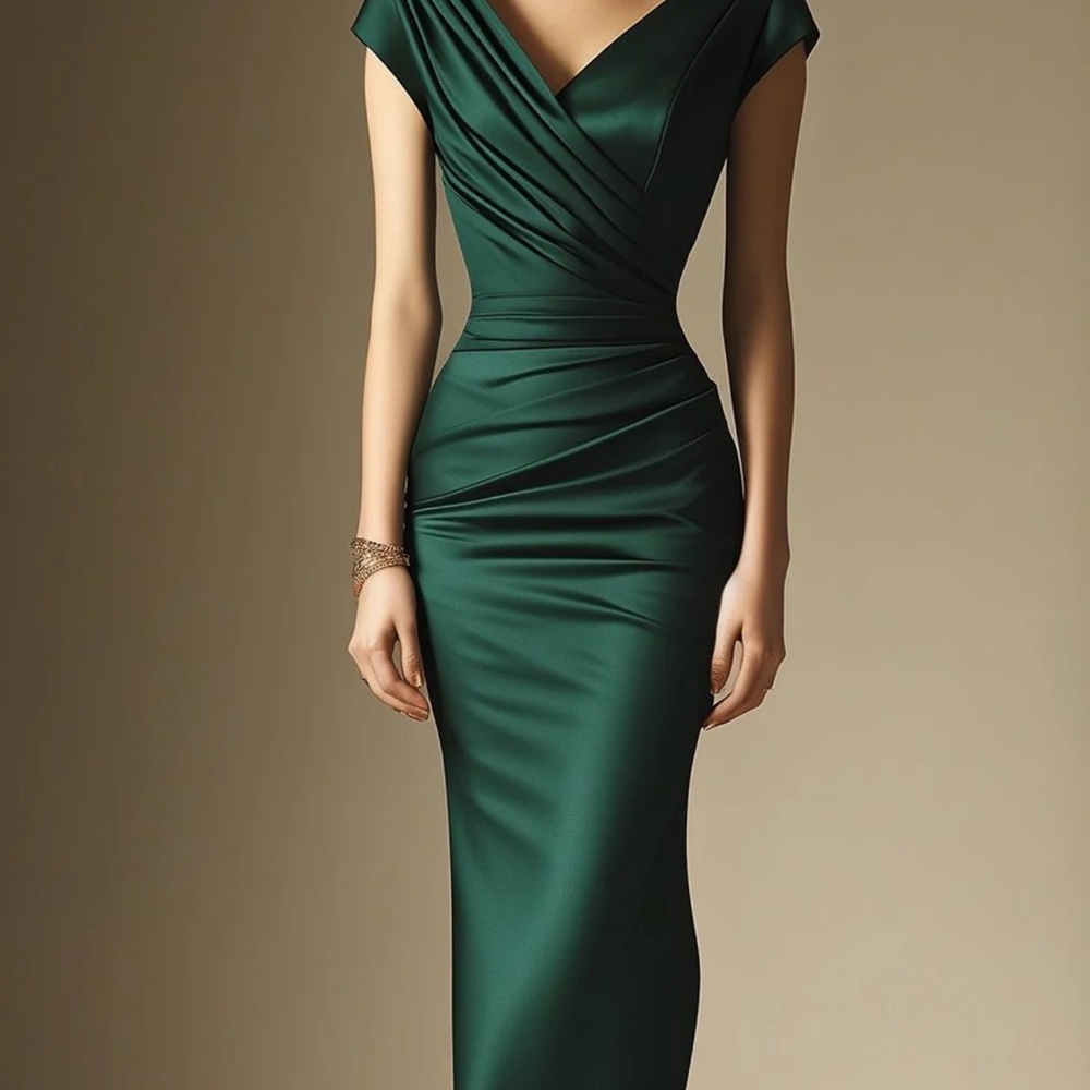Elegant Green Evening midi Dress